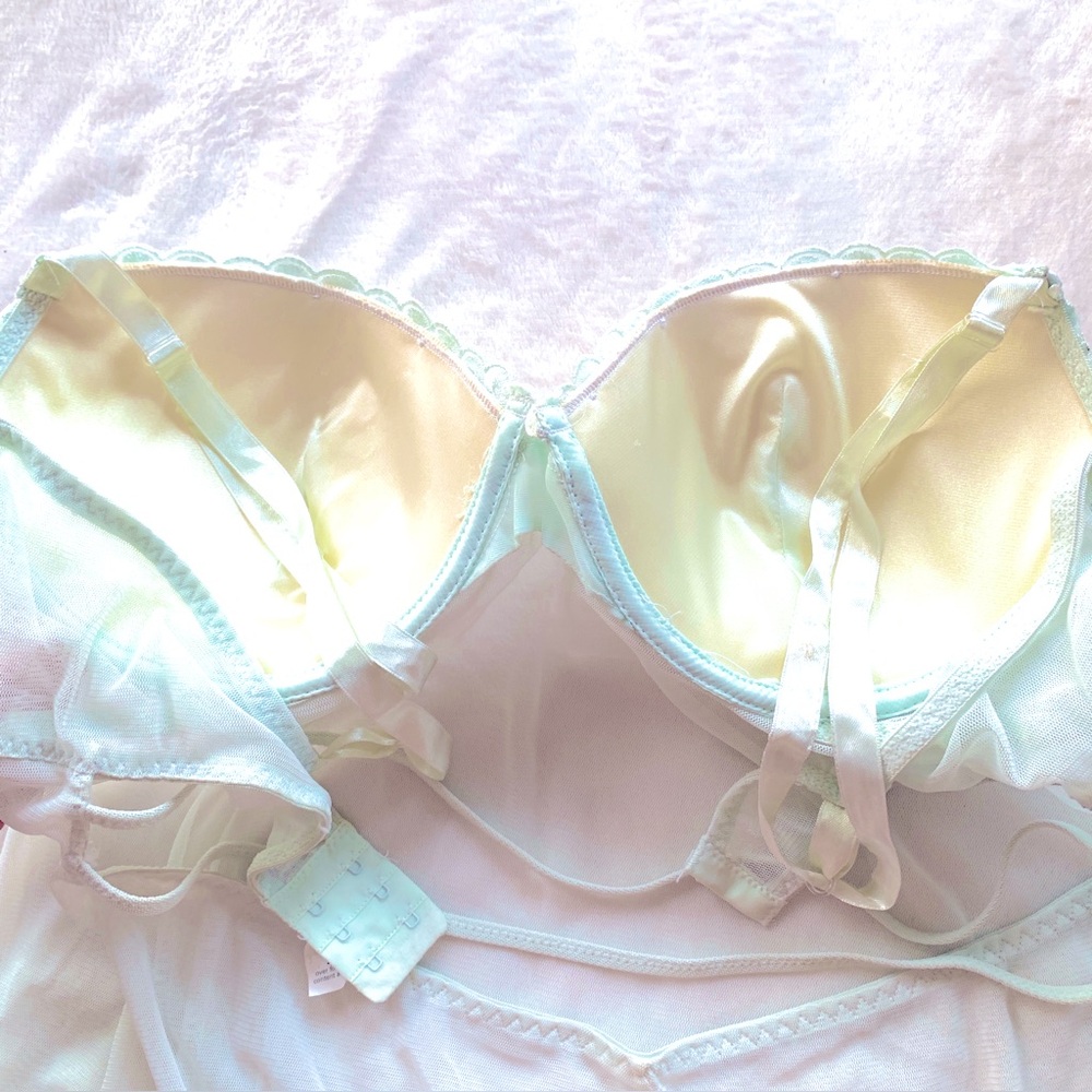 Powder blue & White Sheer & Lace Chemise with Adjustable Straps 2X - Picture 8 of 11